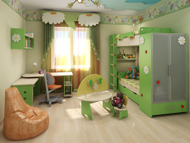 Детска стая със зелени акценти